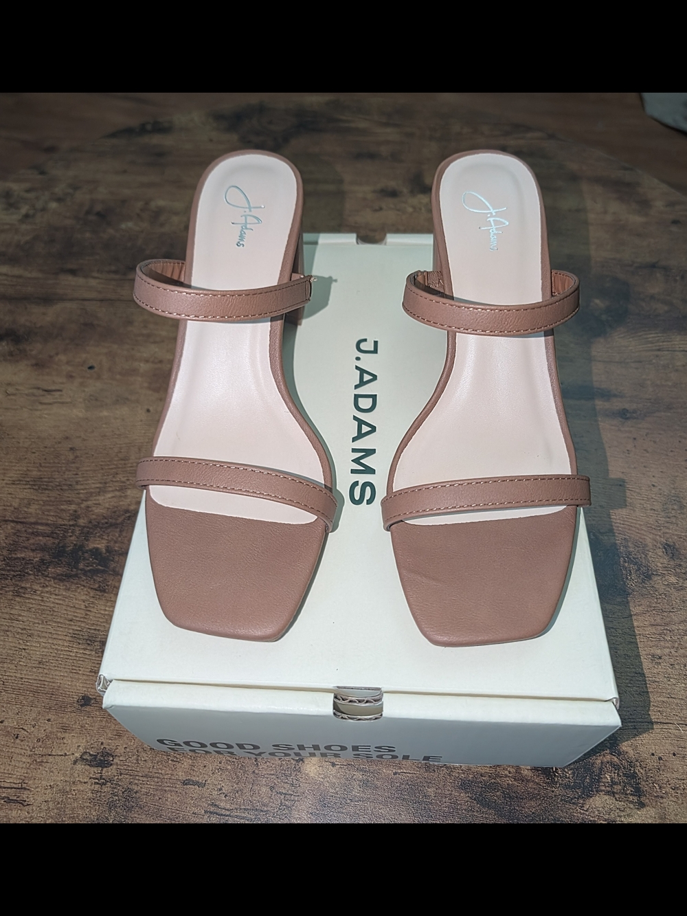 J. Adams Taupe Double-Strap Block Heel Formal Heels - Picture 3 of 3